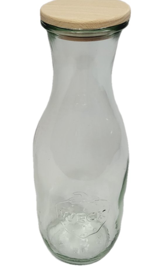 Zestaw Karafek Weck Pojemność 1062 Ml Średnica 60mm 6 Sztuk + Drewniane Wieka / Weck