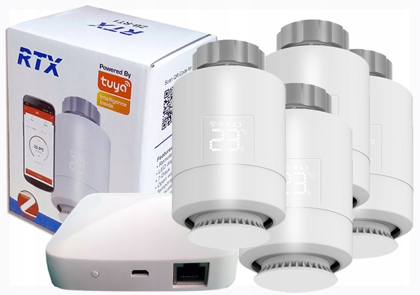 4X Głowica Termostat + Bramka Zigbee Lan Tuya Set4