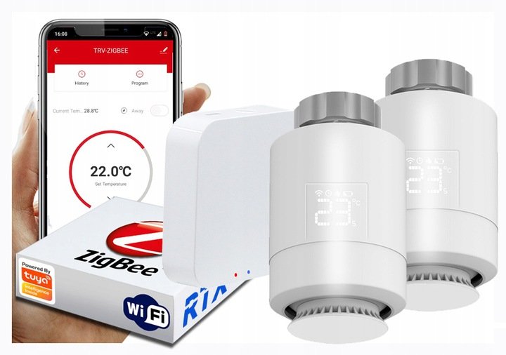 2X Głowica Termostat + Bramka Zigbee Wifi Tuya Set