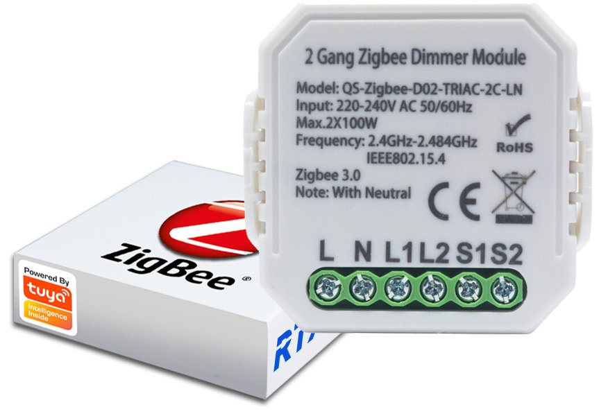 Ściemniacz 2 Kanały Dopuszkowy Zigbee Tuya