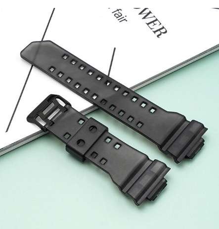 Opaska Pasek Bransoleta Smooth Casio G-Shock Ga-100 Ga-110 Gd-100 G-8900 Czarna Półprzeźroczysta (Czarna Klamra)