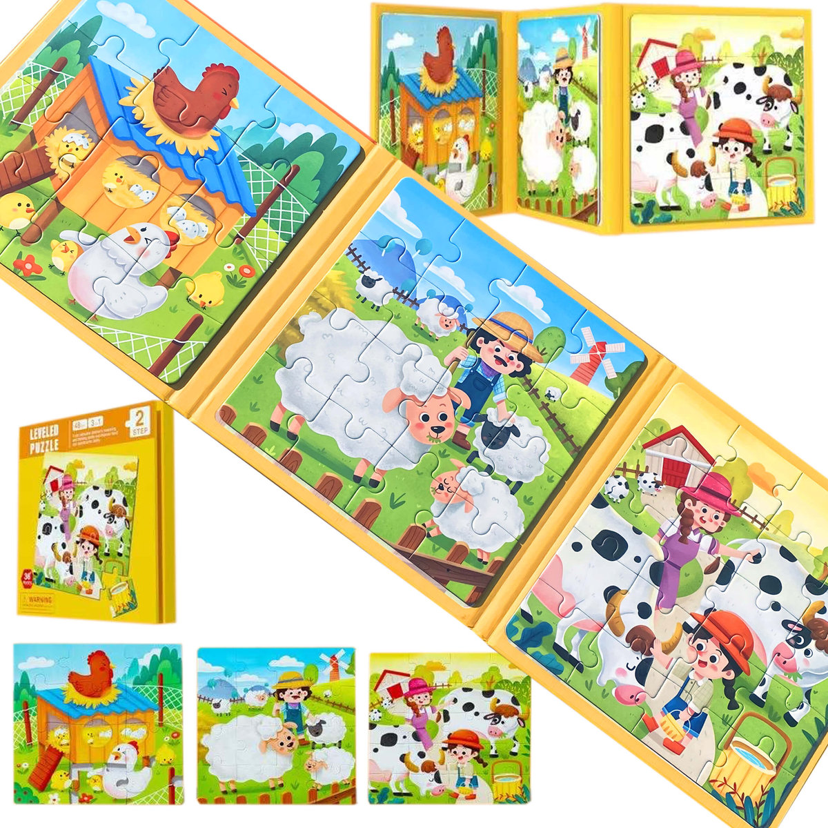 Zdjęcia - Puzzle i mozaiki Farma MAGNETYCZNE PUZZLE ZWIERZĄTKA KSIĄŻECZKA  JHTOY-269 