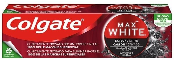 Colgate, Max White, Pasta do zębów z aktywnym węglem Advanced Charcoal, 75 ml