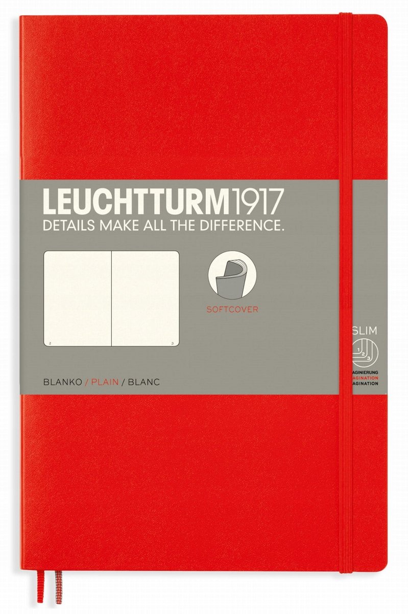 Leuchtturm 1917 notatnik Soft Cover paperback, czerwony