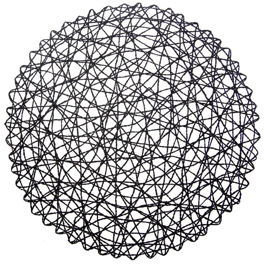 Orion Podkładka Pod Talerz Sztućce Okrągła / Mata Kuchenna Papierowa Czarna 35 cm