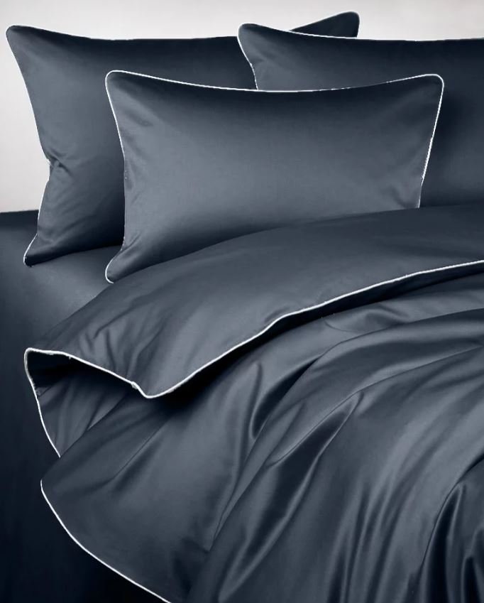 Pościel satynowa, Maro Home, San Antonio, Antracytowy z białą lamówką, 180x200 cm