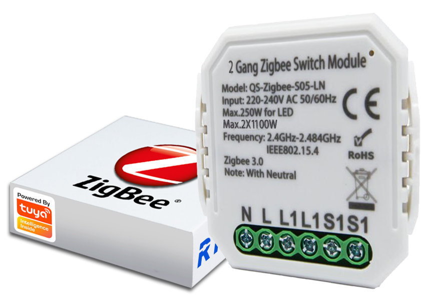 Przekaźnik Dopuszkowy 2 Kanały Zigbee Tuya Ln