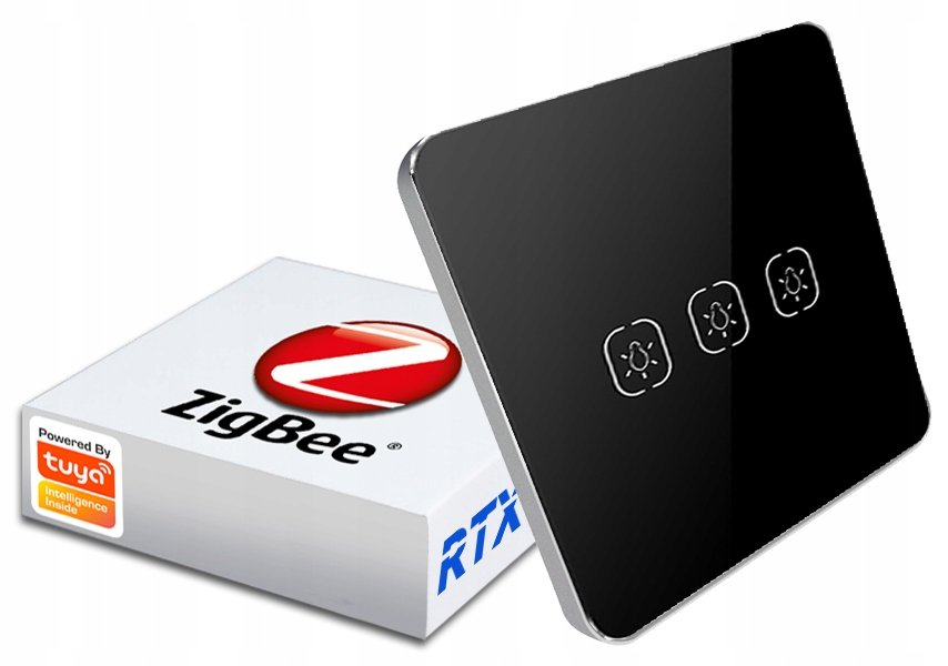Włącznik Światła Dotyk Szkło 3P Zigbee Tuya #Bez N