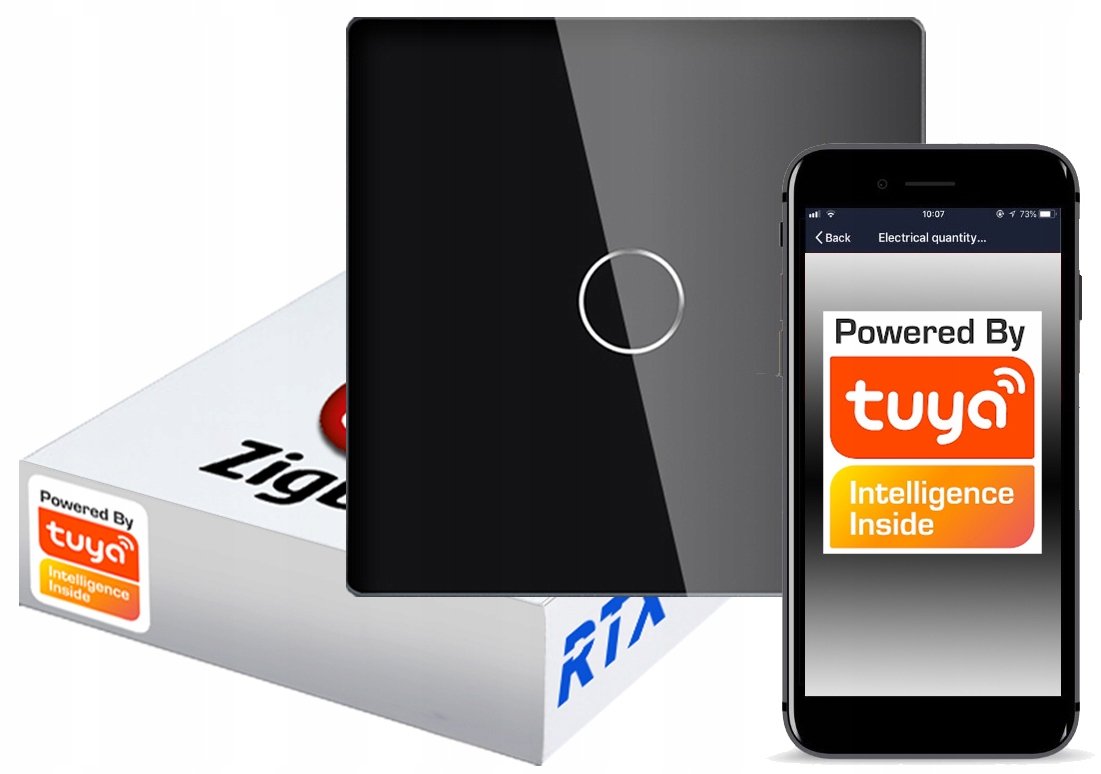 Włącznik Dotykowy Czarny 1Obw. Zigbee Tuya Rtx Sh