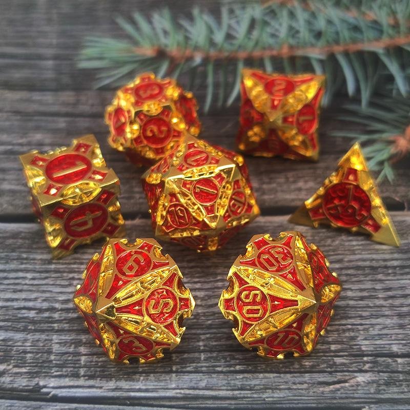 Kostki Rpg Koronacja Zestaw 7 Metalowych Kości