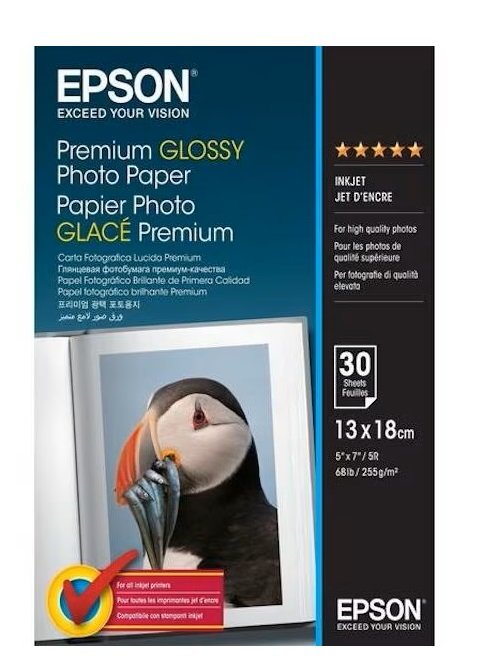 Epson Premium Glossy Photo Pa, foto papier, połysk, biały, Stylus Color, Photo, Pro, 13x18cm, 5x7
