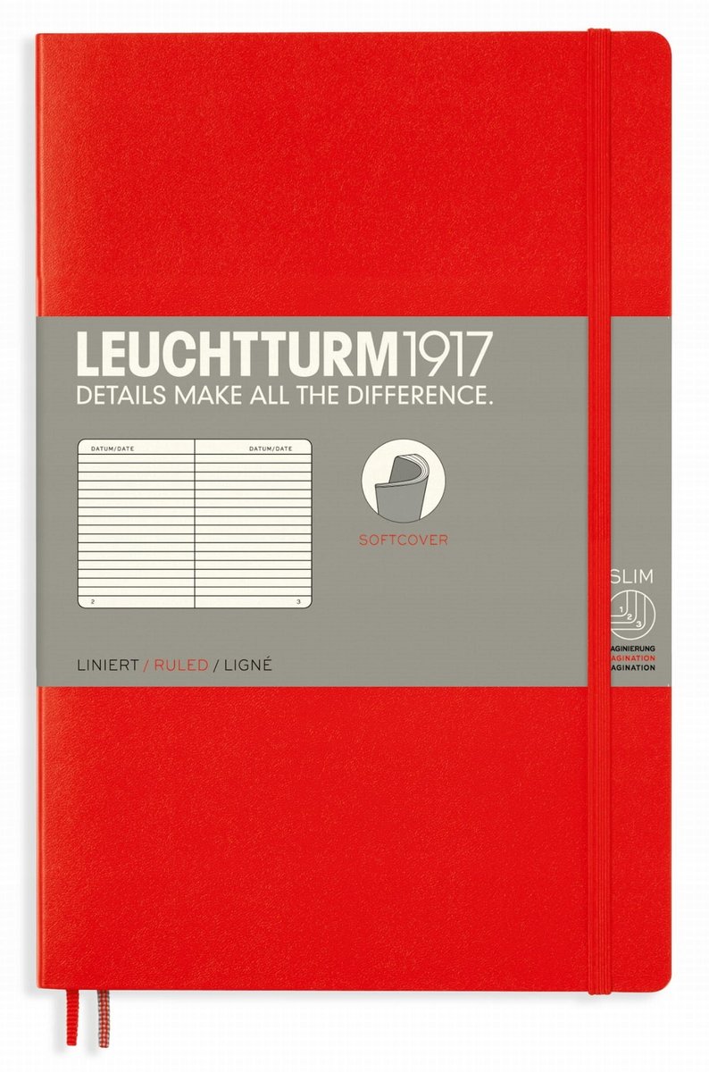Leuchtturm 1917 notatnik Soft Cover paperback, czerwony