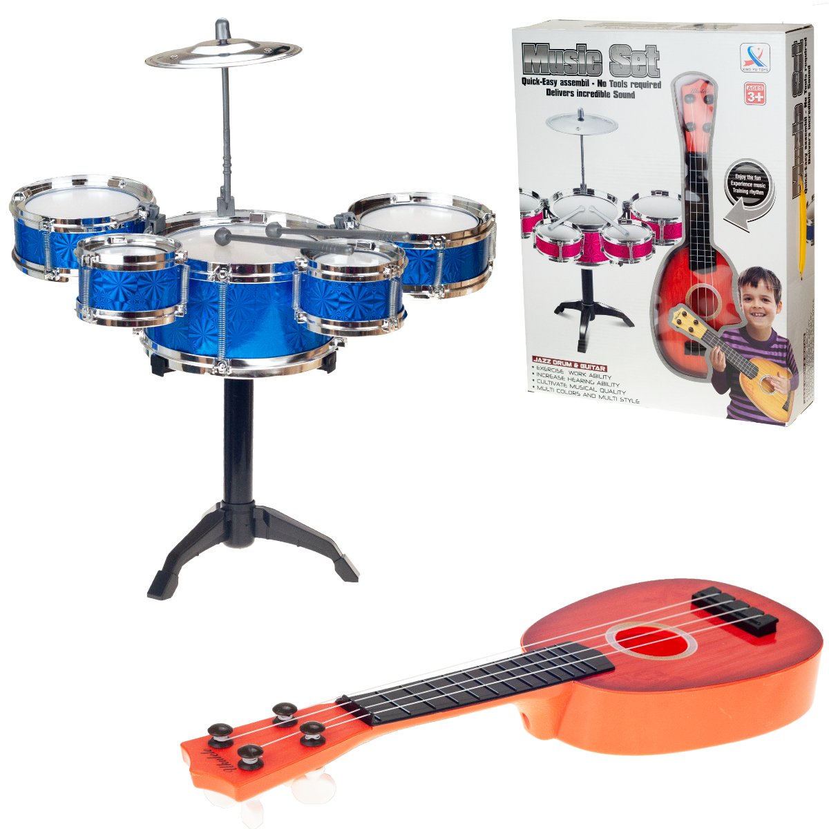 Tg55528 Perkusja Gitara Zestaw Muzyczny Ukulele Dla Dzieci
