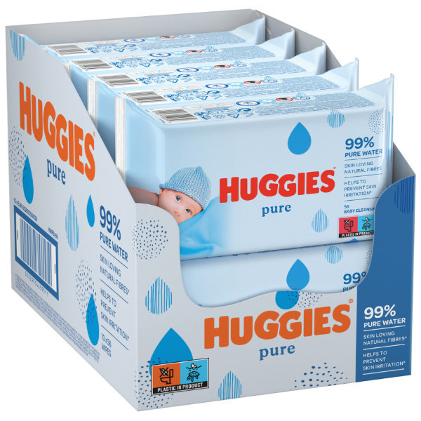 Huggies Chusteczki Pure Wet Baby, opakowanie 10 sztuk (10 x 56 sztuk)