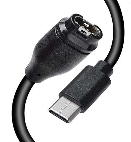 Kabel Usb Typ-C Ładowarka Usb 2.0 Quick Charge 1M Do Garmin Fenix 5/5X/5S/5+/5X+/5S+/6/6Pro/6S/6S Pr/6X/6X Pro/7/7X Czarna