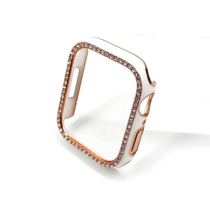 Etui Frame Apple Watch 4/5/6/Se 40mm Diamond Biało - Różowe
