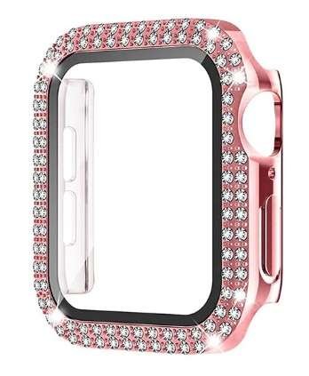 Etui + Szkło 2W1 Do Apple Watch 4/5/6/Se 40mm Diamond Różowy