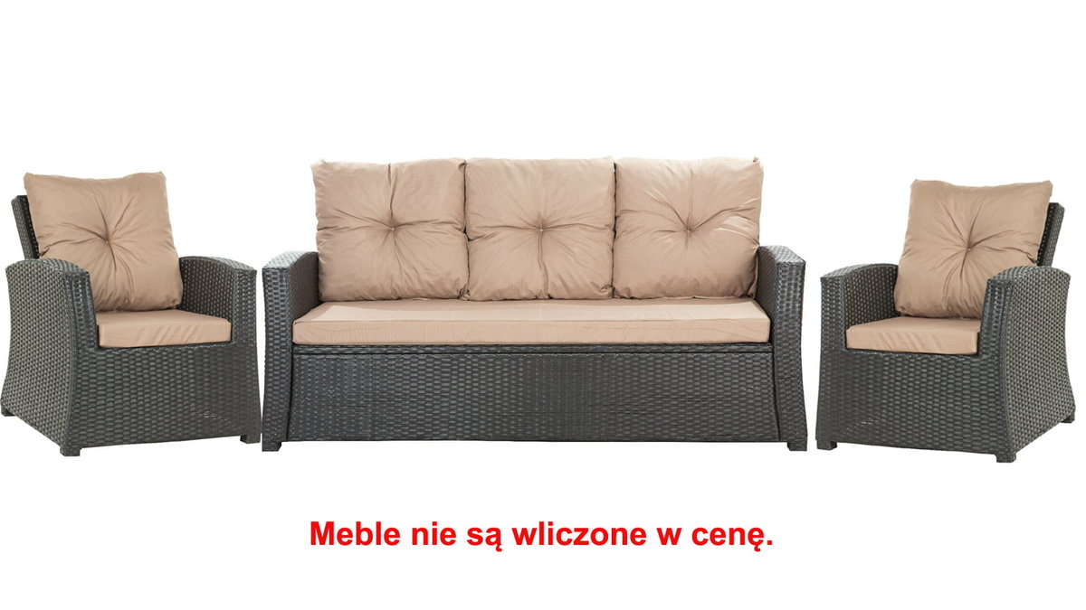 Komplet Poduszek Ogrodowych Na Meble Z Rattanu; Zestaw 5- Osobowy: Kanapa+ Fotele (2Szt.)/ Wodoodporne Pikowane Poduszki Ogrodowe, Kolor Beżowy