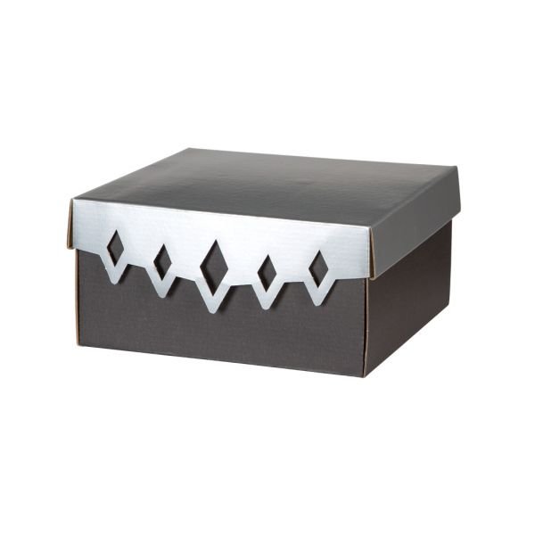 Pudełko Ozdobne Romby Srebrno-Czarne 200X200X100