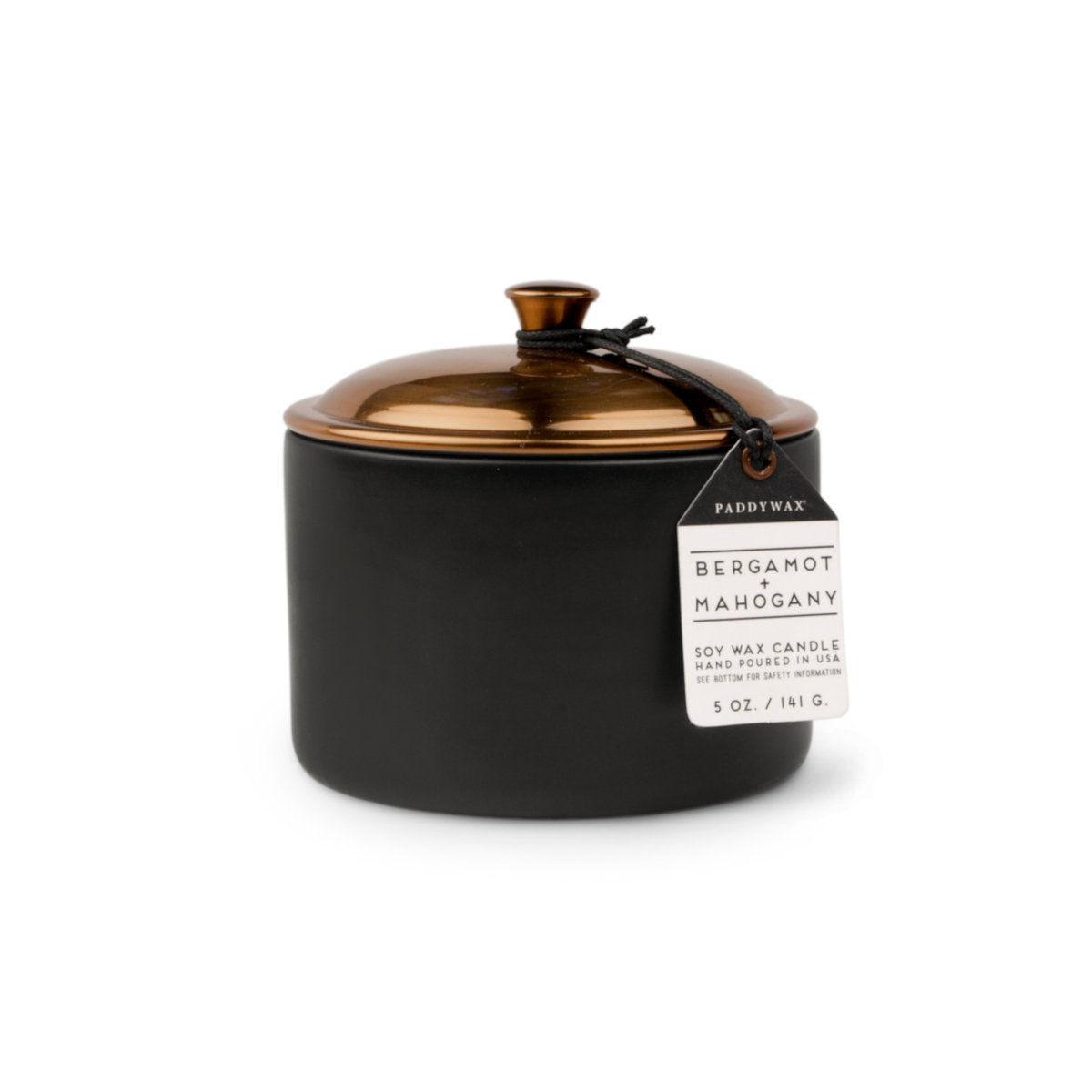 Świeca Ceramiczna 'Hygge' Czarna - Bergamotka + Mahoń 141G | Paddywax