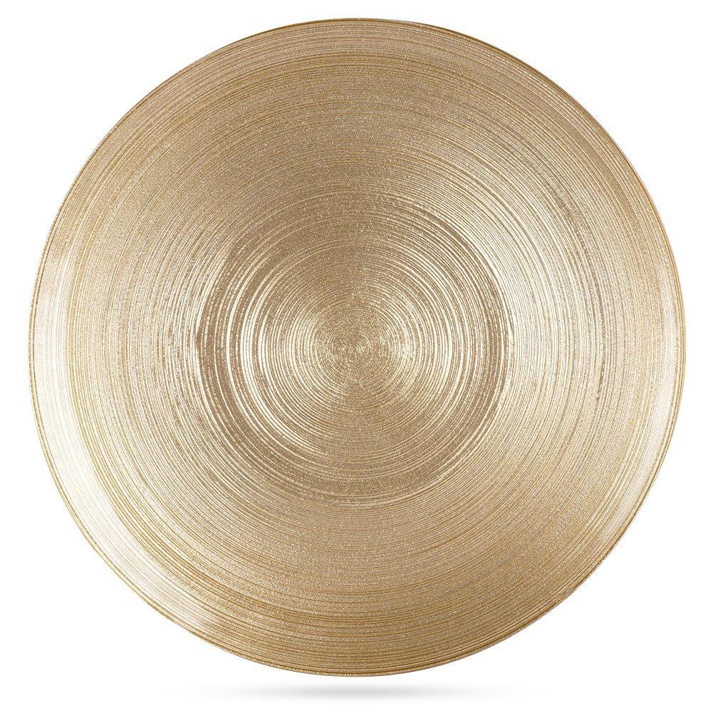 Vilde Talerz Obiadowy Płaski Płytki Duży Szklany Złoty 28 cm