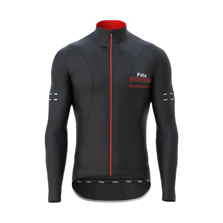 Męska Bluza Rowerowa Fdx Men'S Arch Thermal Roubaix L.S Jersey | Red - Rozmiar L