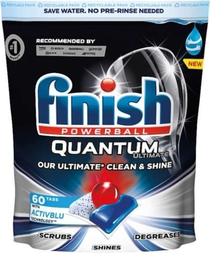 Фото - Ручне миття посуду Reckitt Benckiser Finish Quantum Ultimate 60szt  (kapsułki do zmywarki)