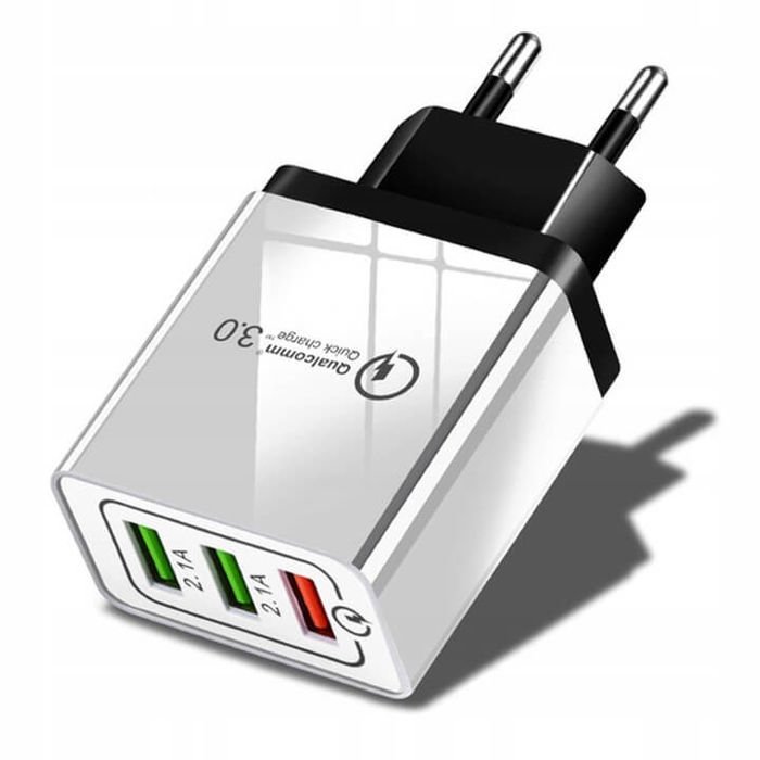 Ładowarka Sieciowa Qualcomm 3Xusb 4.8A Quick Charge 3.0 Biała