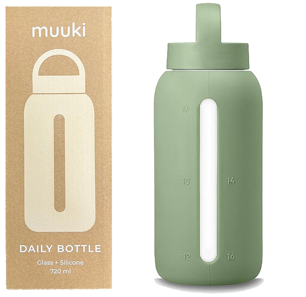 Muuki Butelka Motywacyjna Na Wodę, Szklana, 720ml Silver Sage