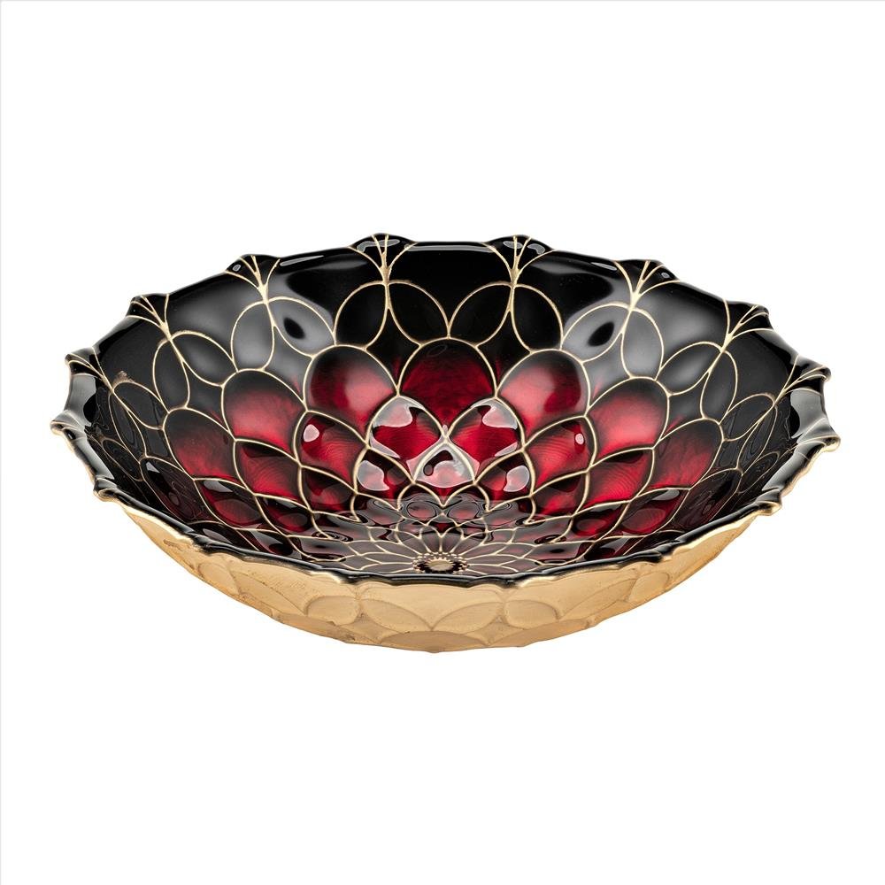 Salaterka Szklana 25 cm Robusta Czarno-Czerwona Villa Italia