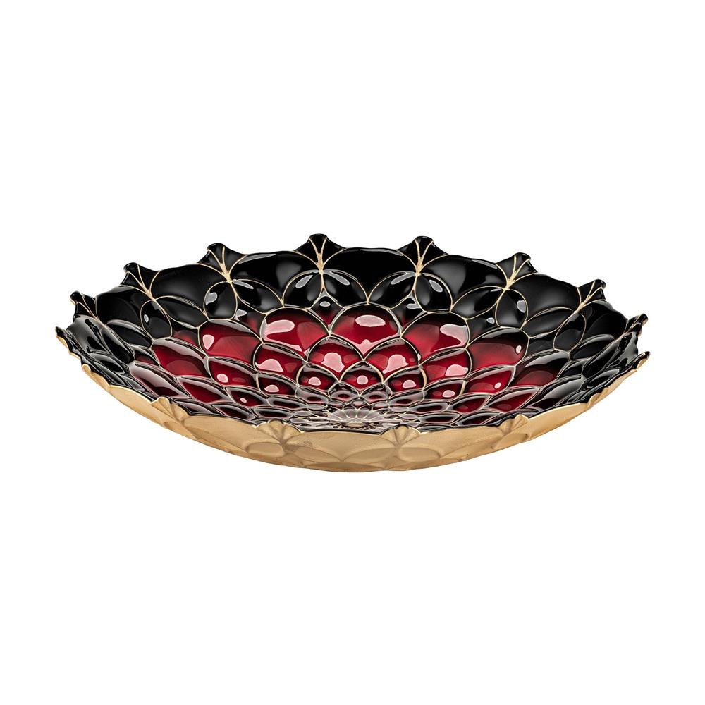Salaterka Szklana 30 cm Robusta Czarno-Czerwona Villa Italia
