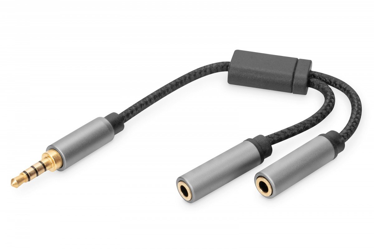 Kabel Adapter Headset Minijack 3,5mm/2X 3,5mm Minijack M/Ż Nylon 0,2M