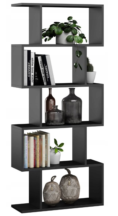 Regał Bask Czarny Nowoczesna Szafka Półka Książki