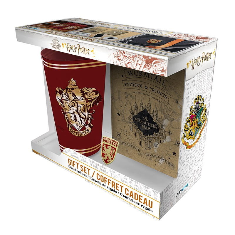 Zestaw Prezentowy Harry Potter Gryffindor - Szklanka, Notes, Przypinka