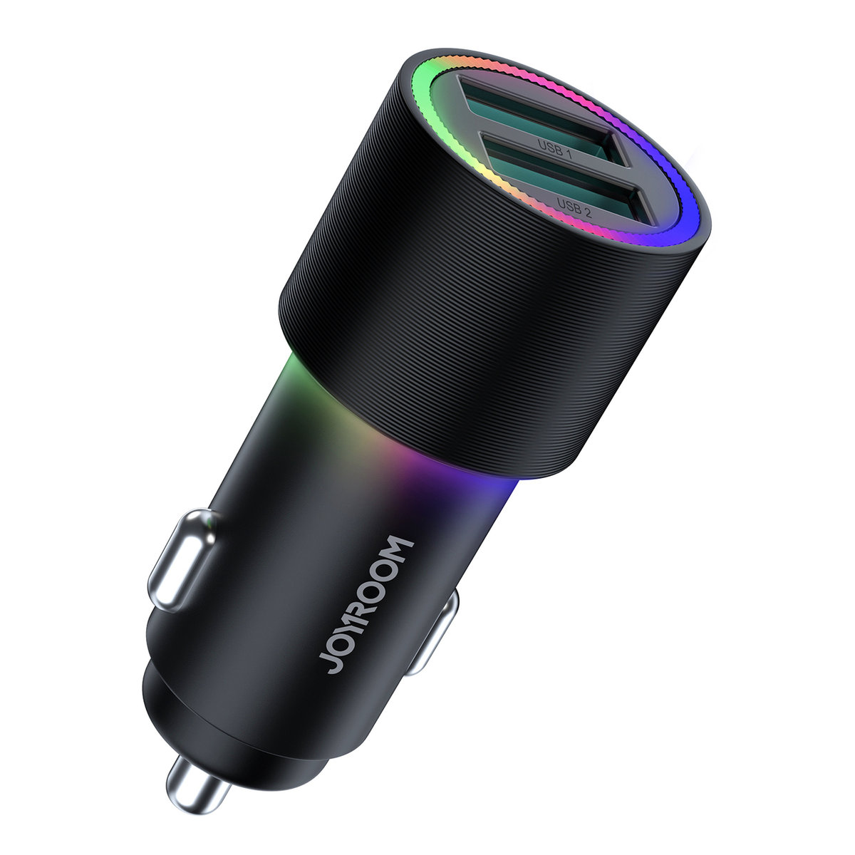 Joyroom Joyroom samochodowa ładowarka 2 x USB z podświetleniem 24W czarny (JR-CL10) JR-CL10