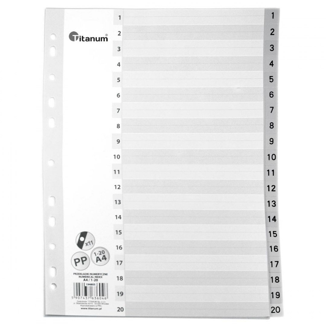 Titanum Przekładka numeryczna A4 szary 20 IN20)