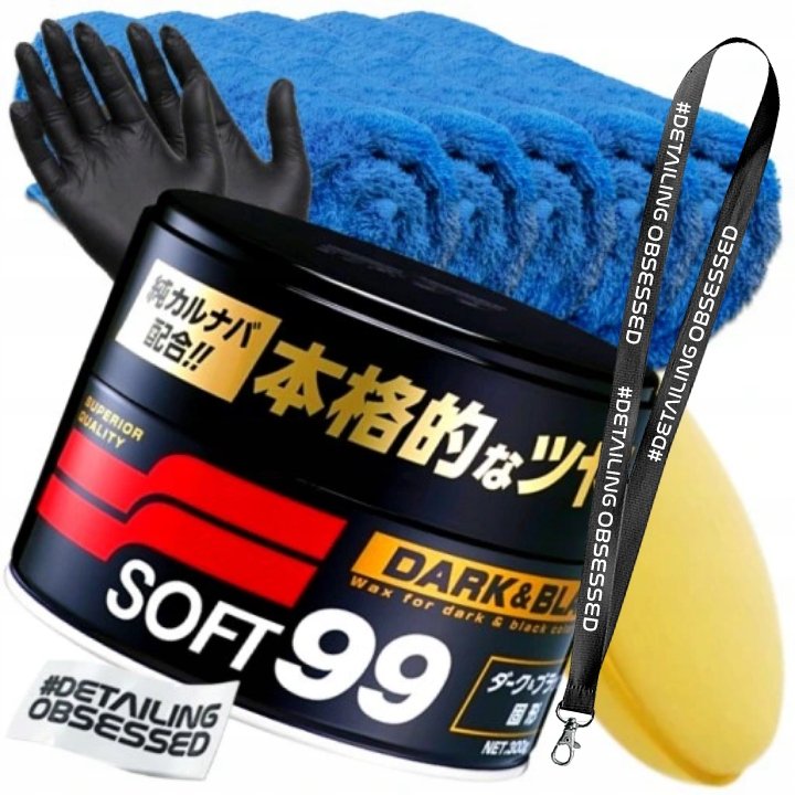 Soft99 DARK & BLACK Wax wosk z Carnaubą 300g + smycz DETAILING OBSESSED