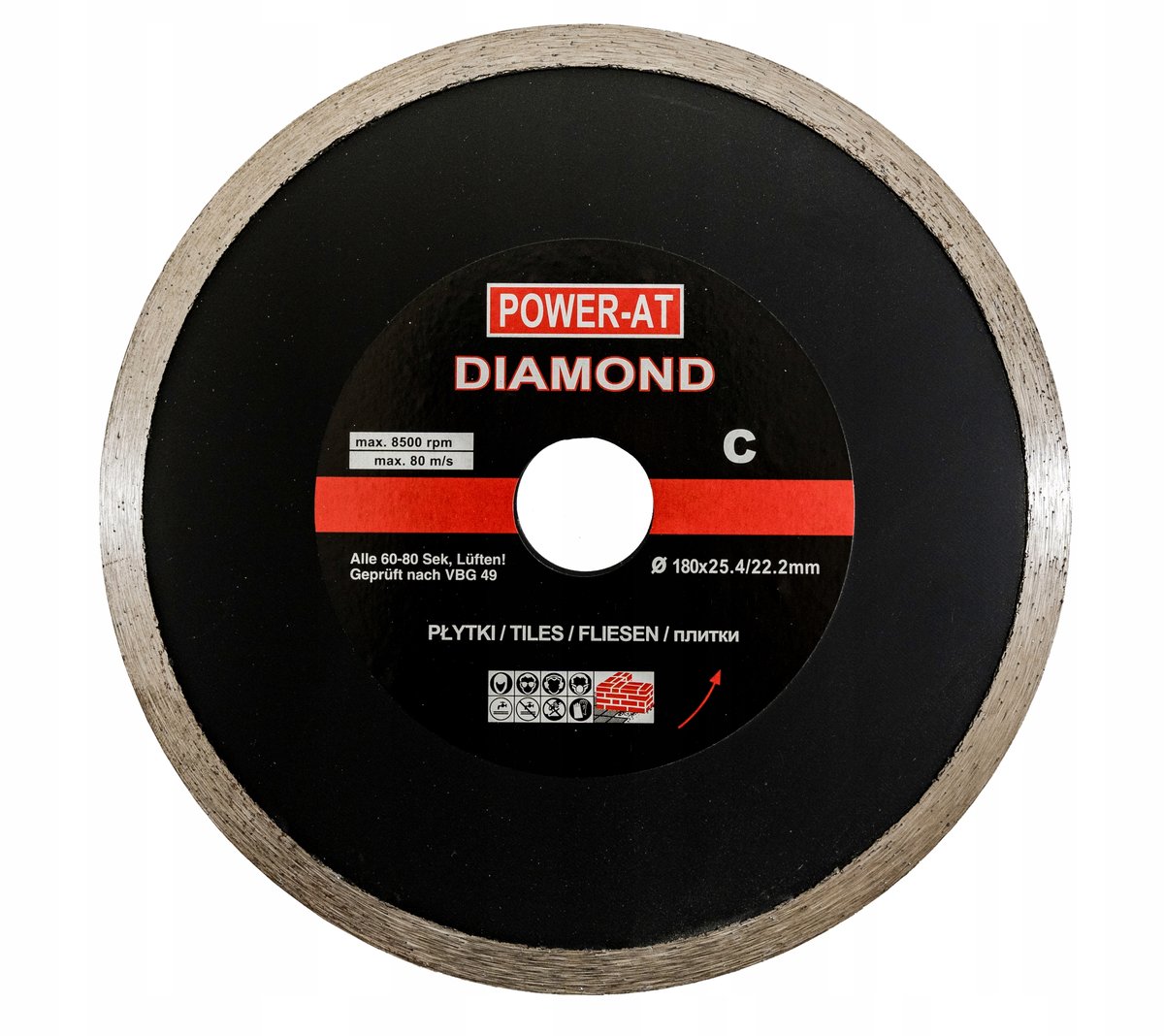 Tarcza Diamentowa 180 X 25,4 mm Ciągła Glazura