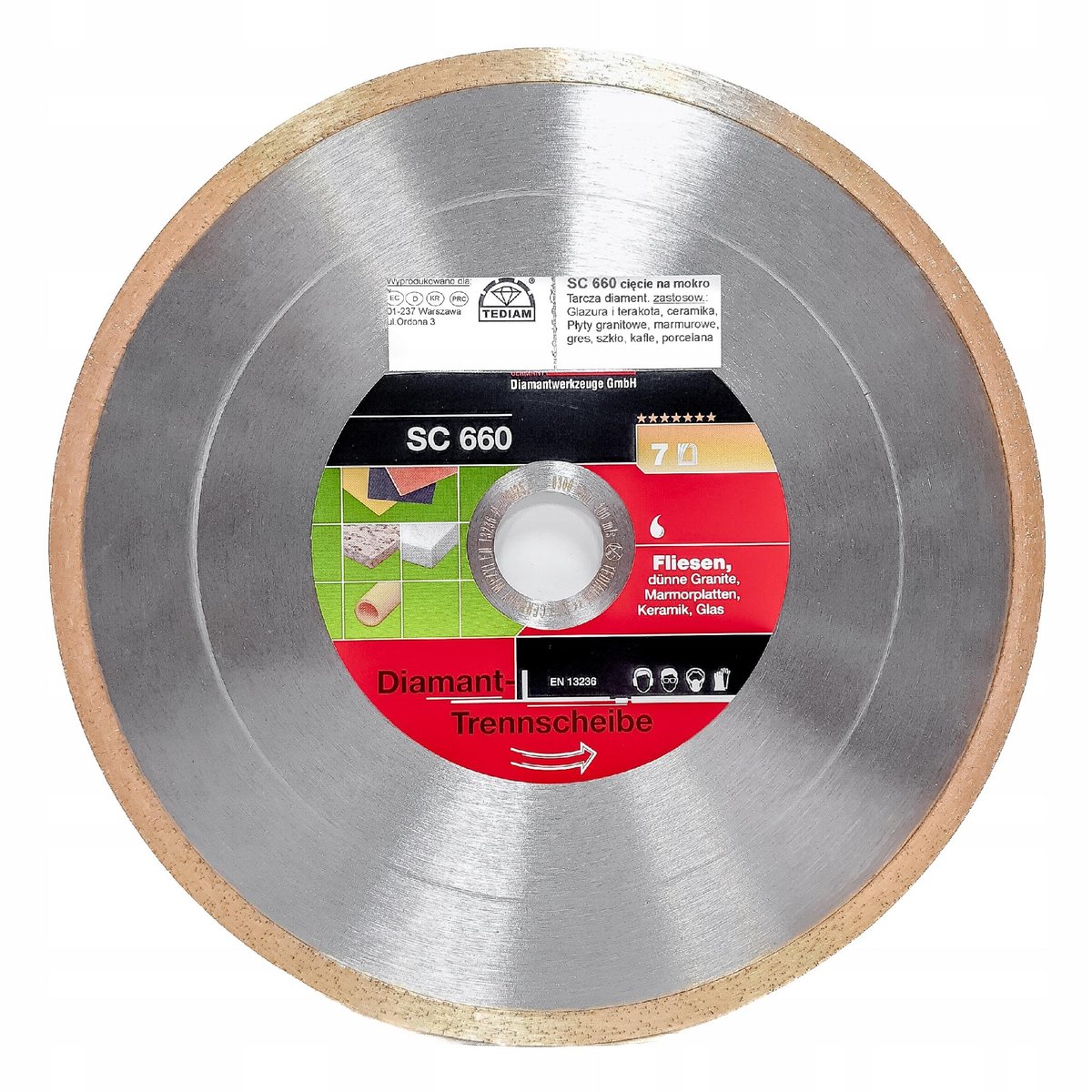 Tarcza Diamentowa 230 X 25,4 Gresu Szkła Kwarcyt