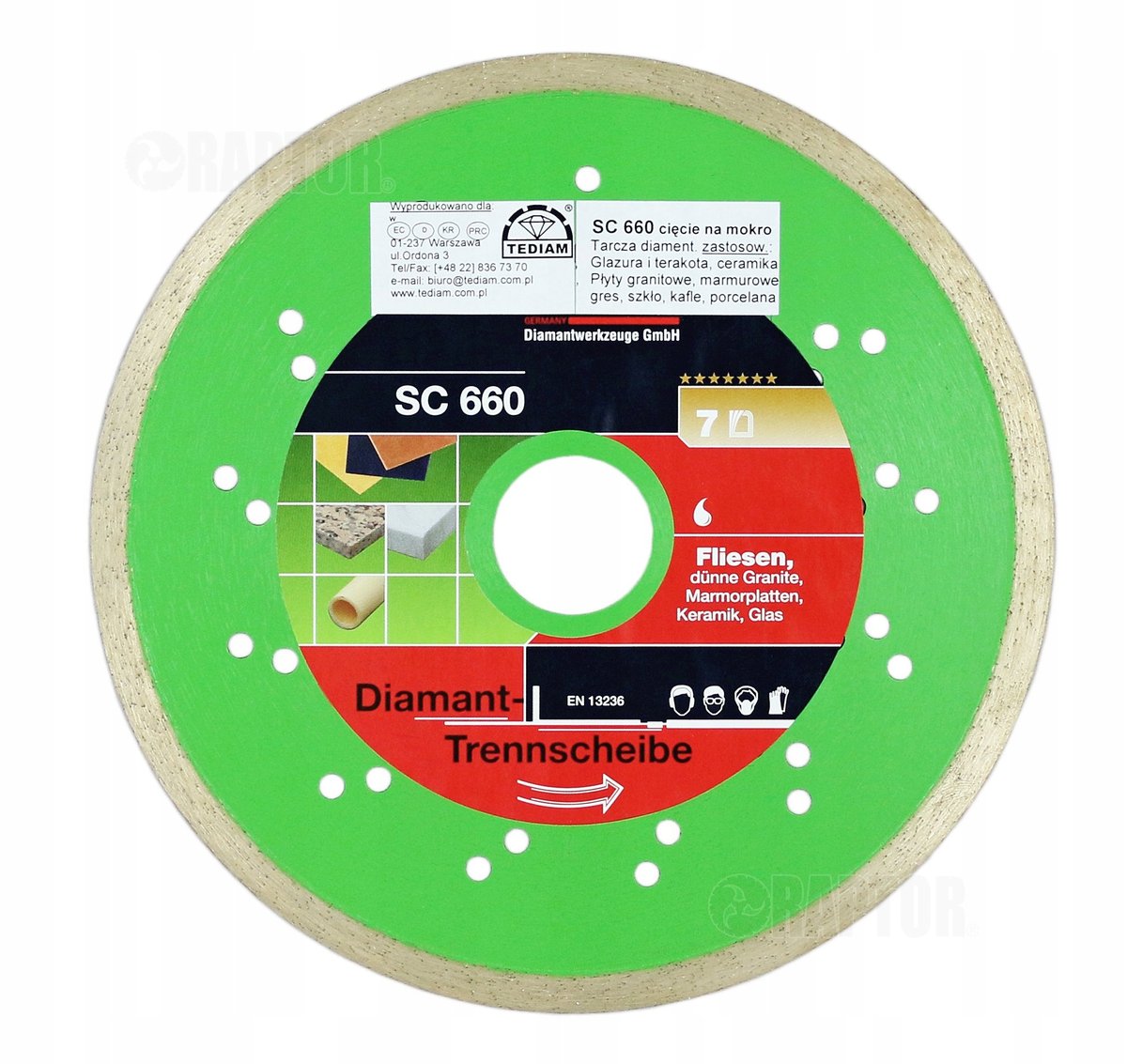Tarcza Diamentowa 180X30/25,4 Gresu Szkła Kwarcyt