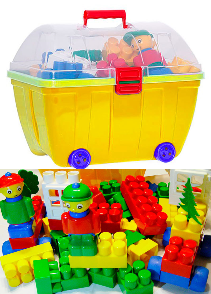 Duże Klocki Konstrukcyjne Hemar K3, W Kuferku Medium (żółtym)