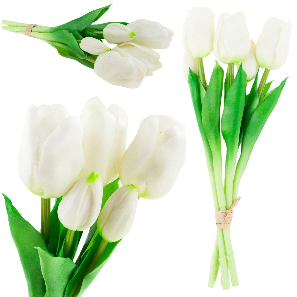 Tulipany Tulipan Bukiet Gumowane 5Szt Białe