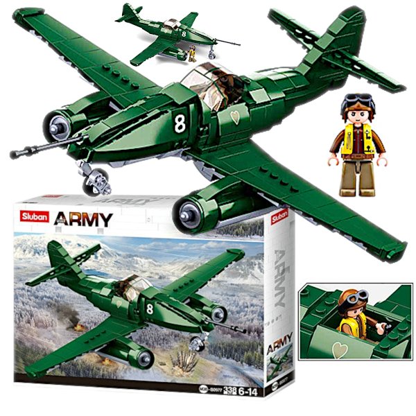 KLOCKI SLUBAN SAMOLOT MESSERSCHMITT WOJSKO ARMIA ME 262  WWII 338 ELEMENTÓW M38 -  B0977 KOMPATYBILNE LEGO COBI