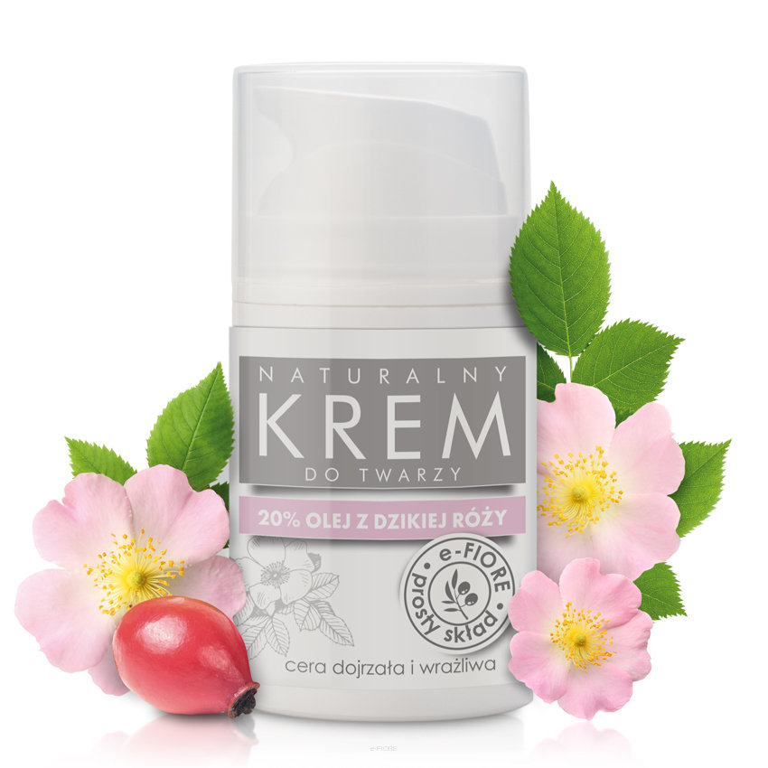 e-FIORE Naturalny krem do twarzy z Dziką Różą 50ml