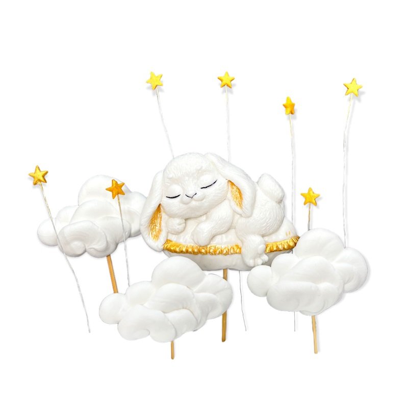 Figurki cukrowe Chmurki zajączek gwiazdy toppery