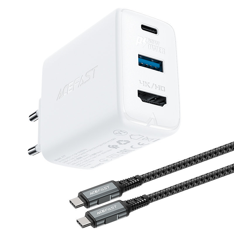 Zdjęcia - Ładowarka Acefast 2w1  sieciowa GaN 65W USB Typ C / USB, adapter przejściów 