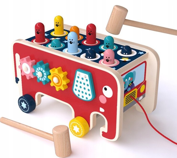 Drewniana Kostka Edukacyjna Sorter Słoń Montessori