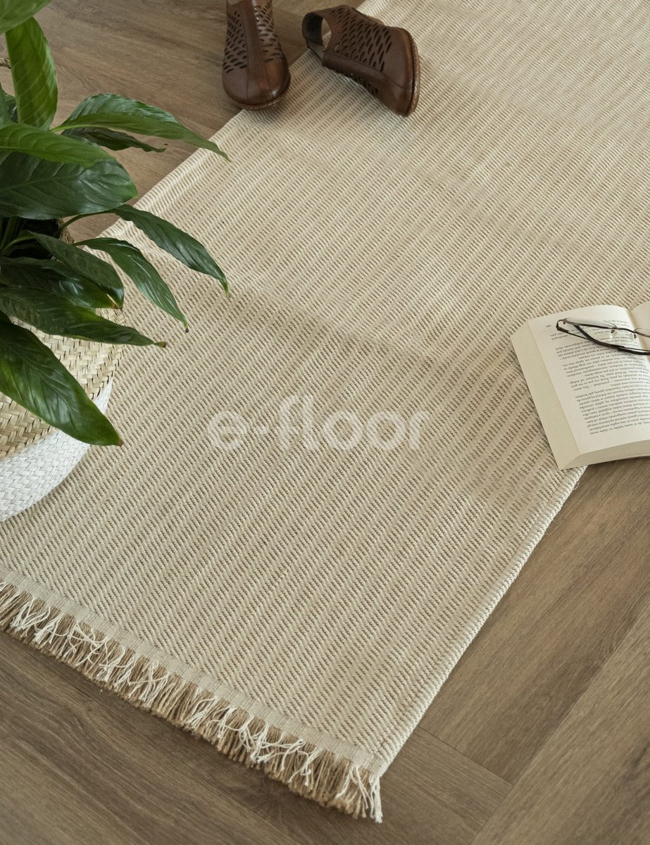 Dywan z frędzlami Paris Laos naturalny pasy beżowy 67 x 120 cm
