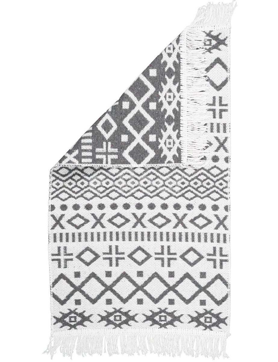 Dywan z frędzlami Kilim dwustronny czarno-biały 50 x 80 cm