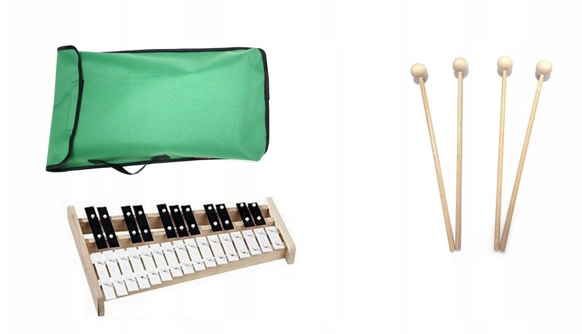 Dzwonki Chromatyczne 27-ton Kaja + 4 pałki + pokrowiec zielony
